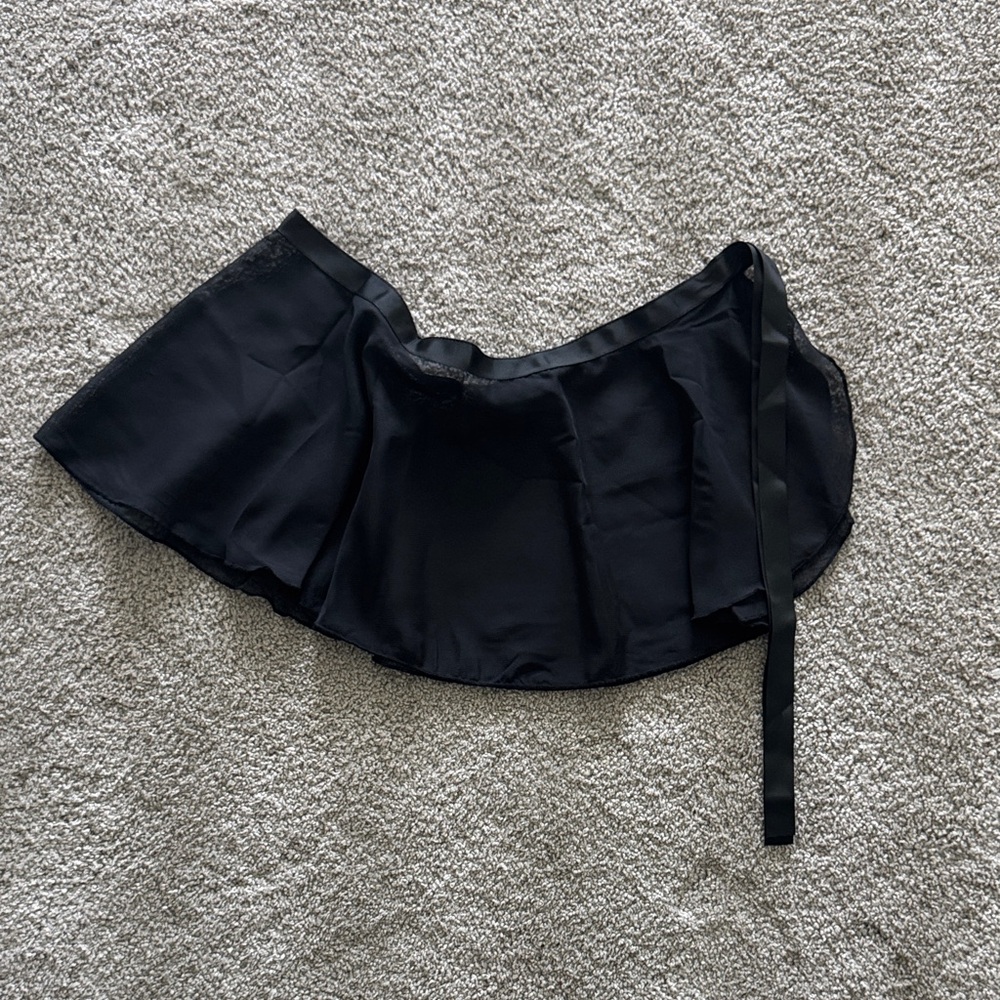 Sheer Black Wrap Skirt with Ribbon Detail